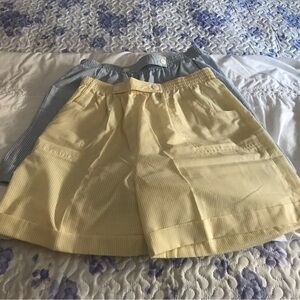 VINTAGE IRENE HILL 2 Pairs Women’s Pinstriped Yellow & Blue Shorts size 12